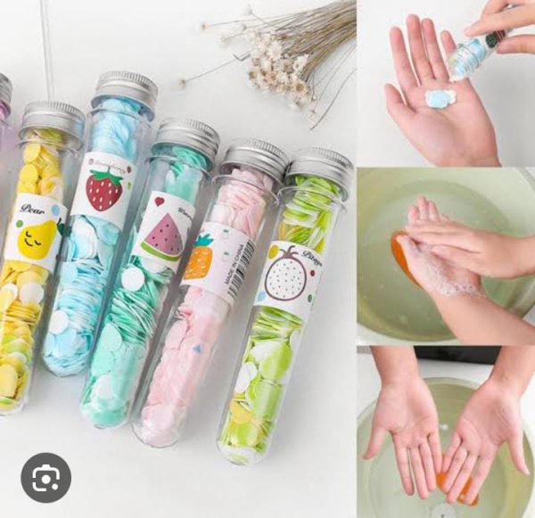 200 Pcs Disposable Paper Soap With Portable Tube Bottle