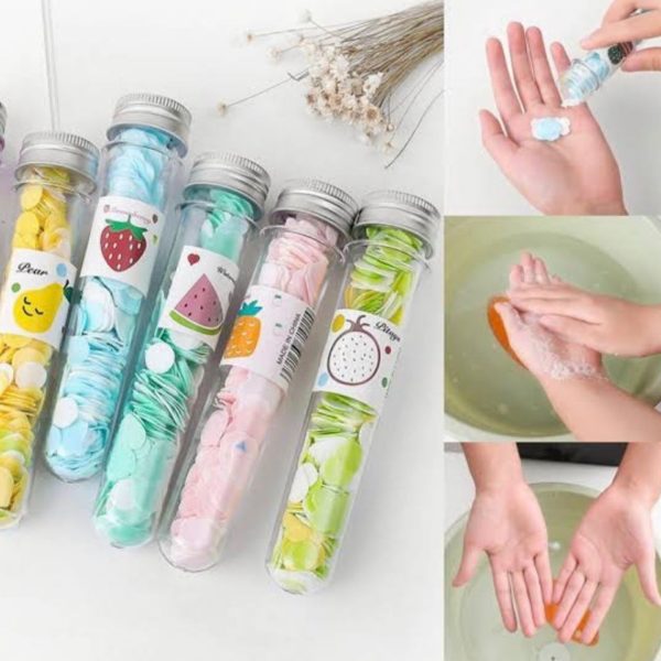 200 Pcs Disposable Paper Soap With Portable Tube Bottle