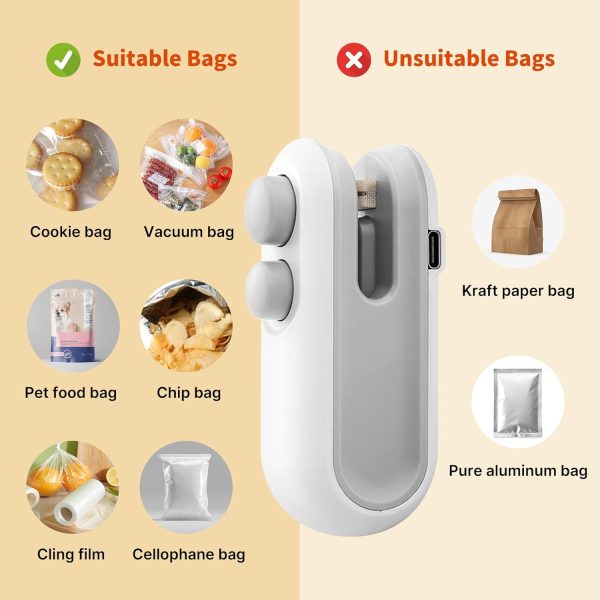 USB Rechargeable Mini Food Sealer - Heat Sealing Machine 2-in-1 Cutting & Sealer
