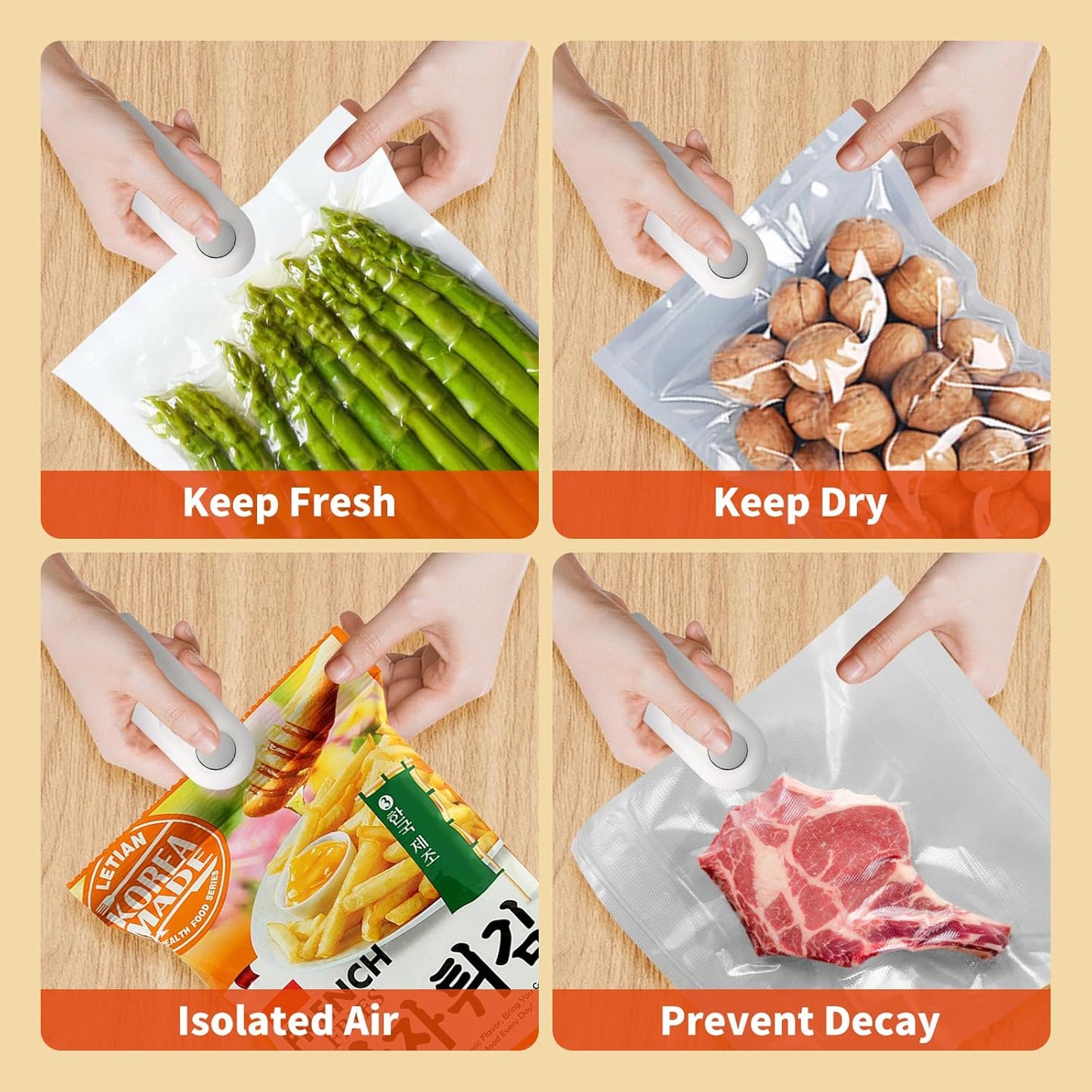 USB Rechargeable Mini Food Sealer - Heat Sealing Machine 2-in-1 Cutting & Sealer