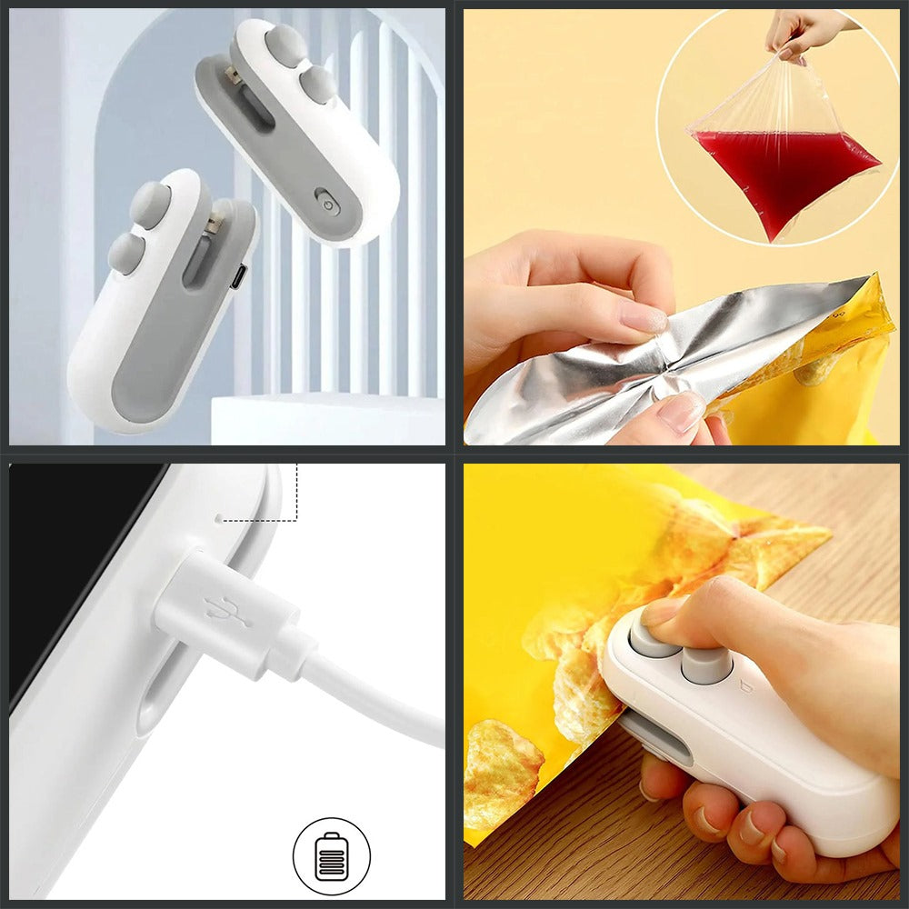USB Rechargeable Mini Food Sealer - Heat Sealing Machine 2-in-1 Cutting & Sealer