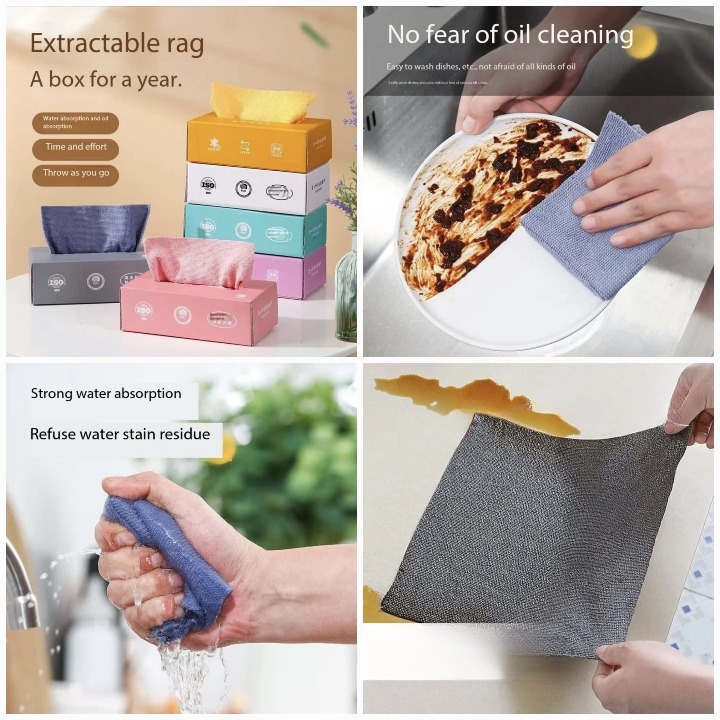 Microfiber Cleaning Cloths – 10-Piece Reusable Tissue Box Set for Multi-Purpose Cleaning