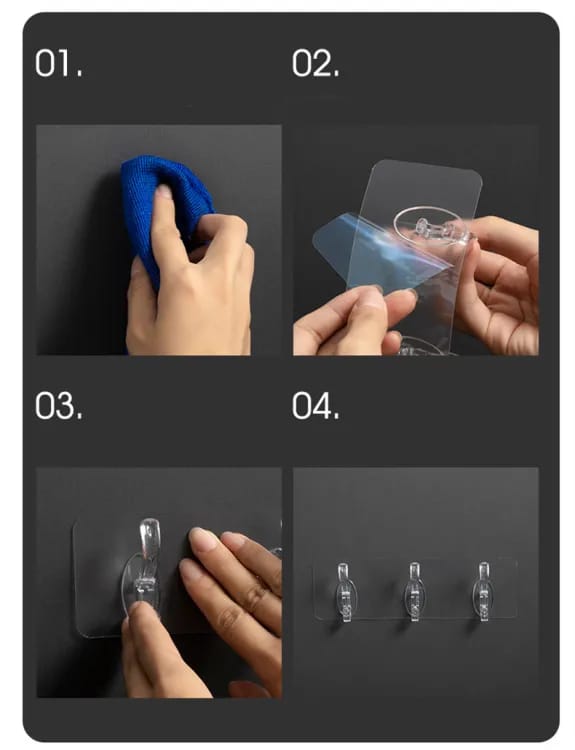 Double Row Adhesive Hook | Transparent Sticky Hook