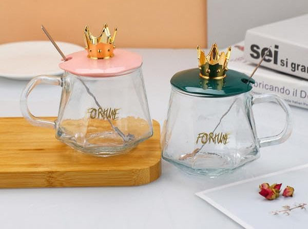 Golden Crown Sugar Pot With Lid & Spoon