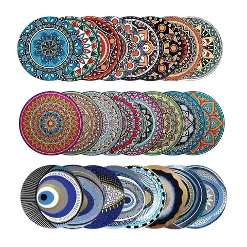 Round Ceramic Placemats Mandala Flower Coaster Non-slip table mat