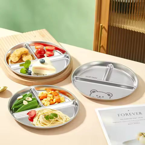 Round Dining Plate 304 Stainless Steel Food Plate
