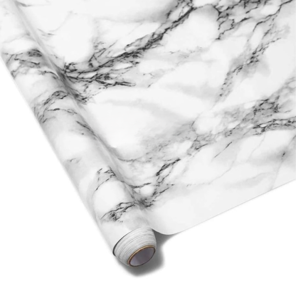 Self Adhesive White Marble Sheet Sticker For Kitchen, Cupboard, Wall