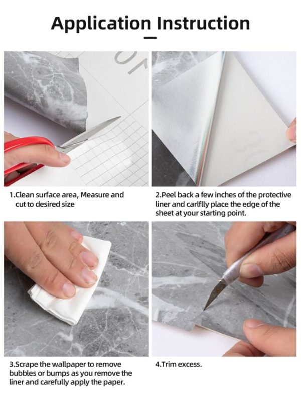 Self Adhesive White Marble Sheet Sticker For Kitchen, Cupboard, Wall