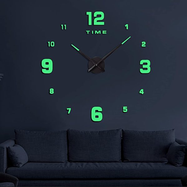 Wooden Numbers Wall Clocks Round Dial Only Glow In The Dark