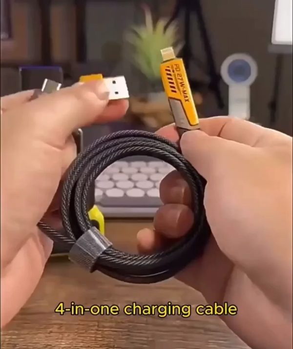 4 In 1 Data Cable Pack Of 2 – Usb-c & Lightning Connectors, Braided Durable Design