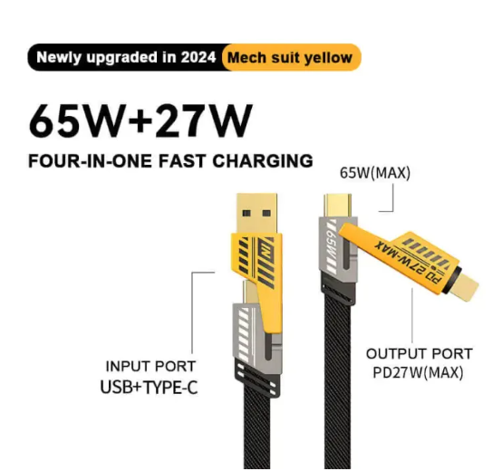 4 In 1 Data Cable Pack Of 2 – Usb-c & Lightning Connectors, Braided Durable Design