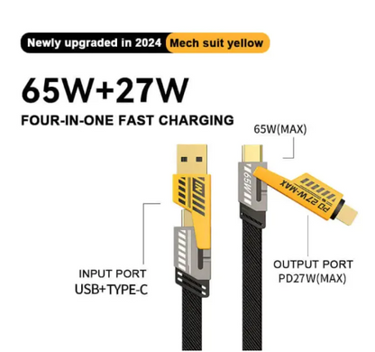 4 In 1 Data Cable Pack Of 2 – Usb-c & Lightning Connectors, Braided Durable Design