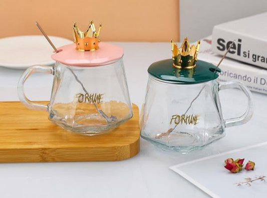 Golden Crown Sugar Pot With Lid & Spoon