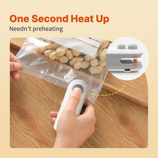 USB Rechargeable Mini Food Sealer - Heat Sealing Machine 2-in-1 Cutting & Sealer