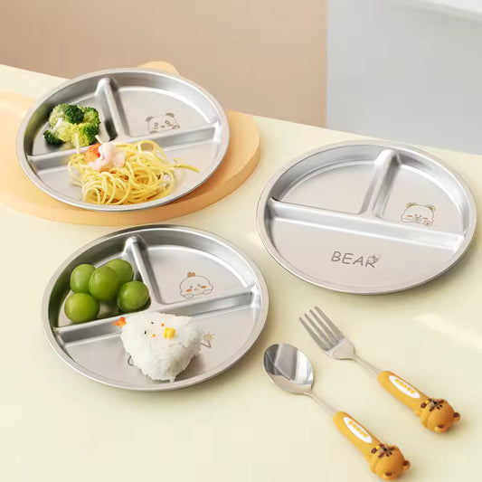 Round Dining Plate 304 Stainless Steel Food Plate