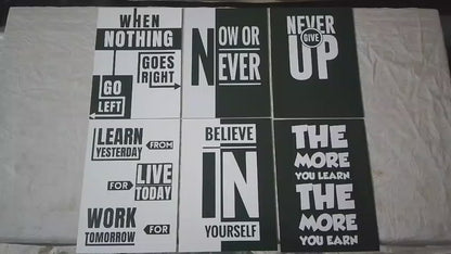 Set Of 6 Wooden Canvas Frames Motivational Quotes Size 8×11 Inch