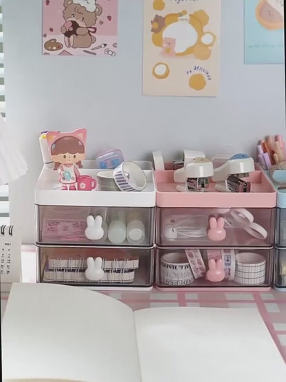 Rabbit Handle Clear Desk Organizer