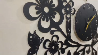 3d Wooden Flower Wall Clock Wall Decor
