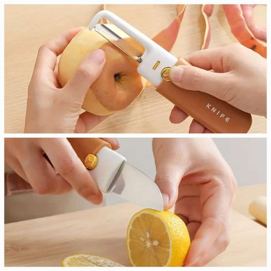 Stainless Steel 2 In 1 Fruit Cutting Knife With Peeler