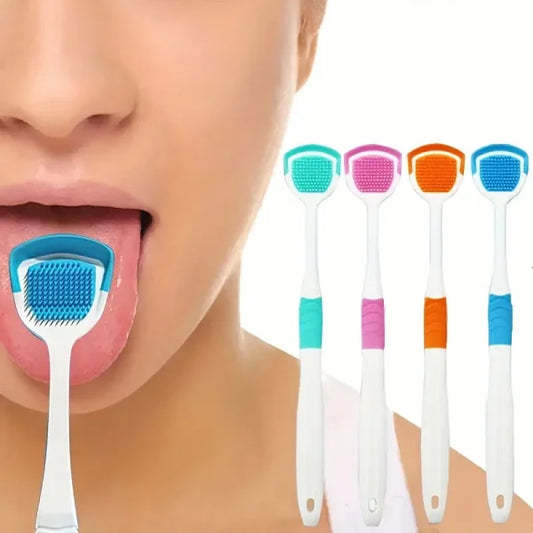Tongue Cleaner Brush With Soft Silicone Bristles