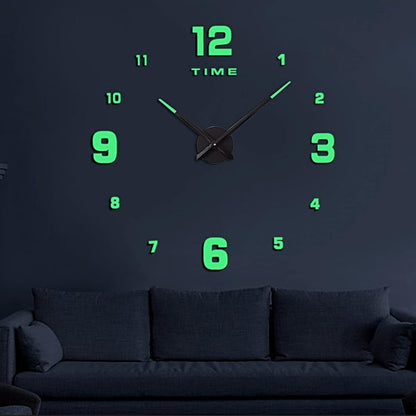 Wooden Numbers Wall Clocks Round Dial Only Glow In The Dark