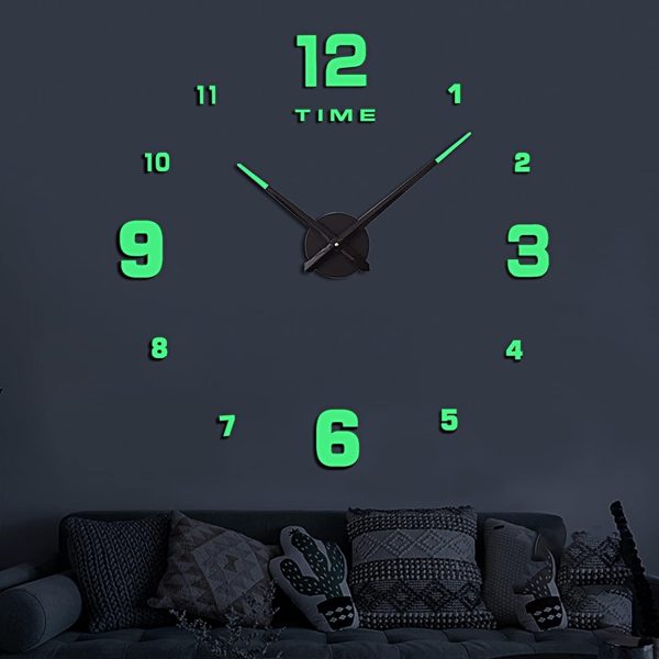 Wooden Numbers Wall Clocks Round Dial Only Glow In The Dark